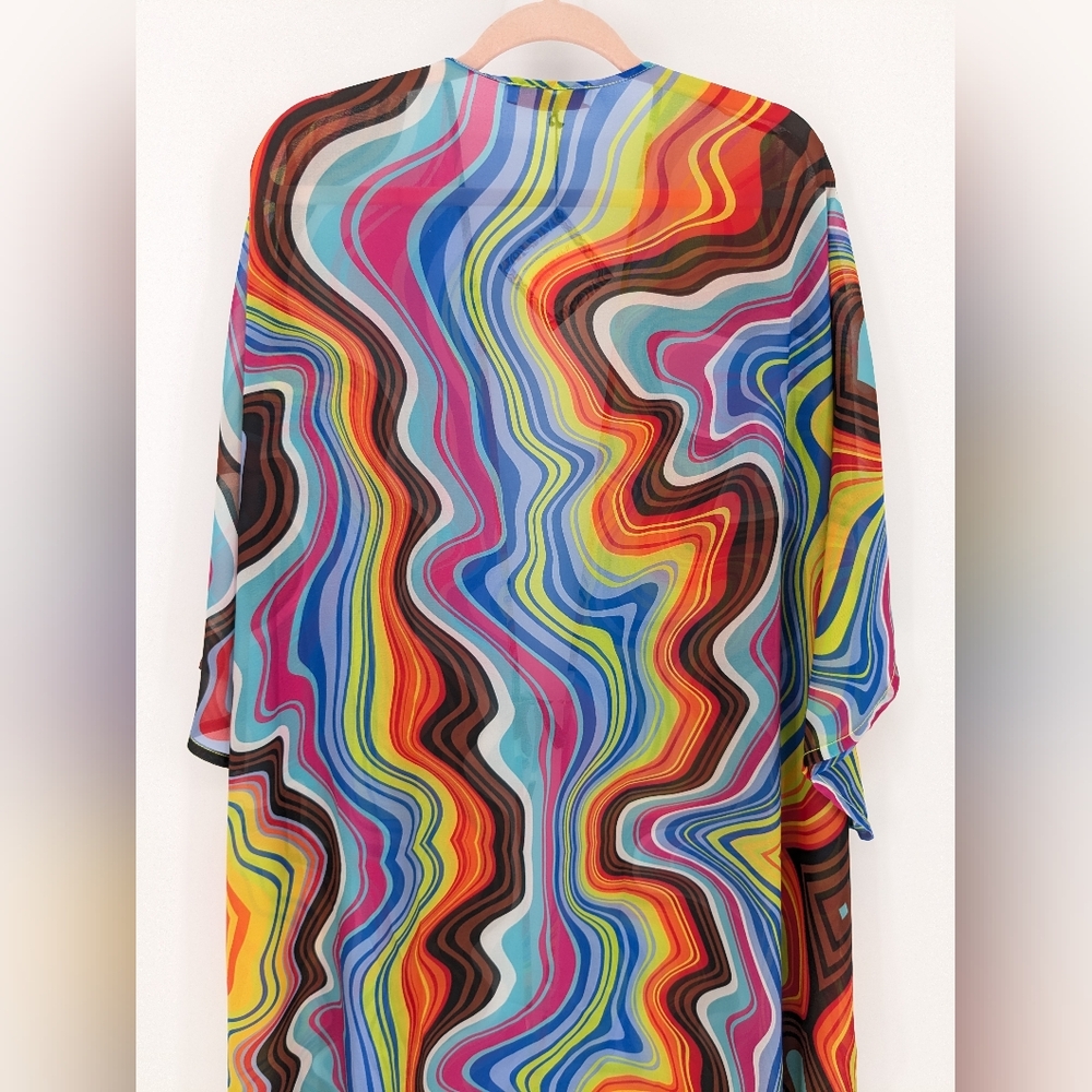 NWT Kaftko x Billy Porter Pride Psychedelic Kaftan Front Tie Size 50 Unisex - Picture 4 of 16
